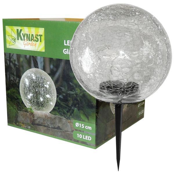LED Solar Glaskugel, gesprenkeltes Echtglas