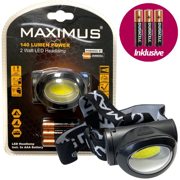 LED-Kopflampe "Maximus-HDL001" 2 Watt inkl. Batterien