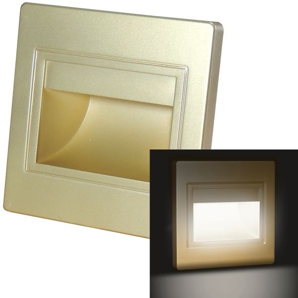 LED Treppen- / Wandeinbauleuchte gold, Licht: kaltweiß