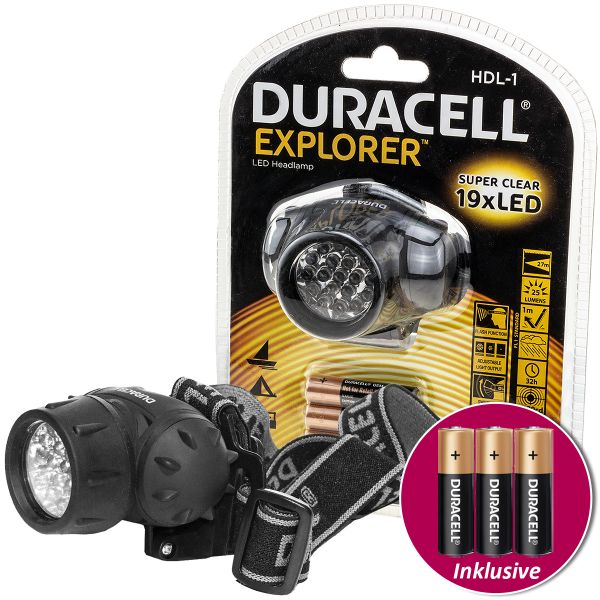 LED-Kopflampe "Duracell Explorer HDL-1" inkl. Batterien